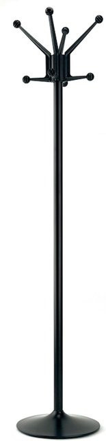 PROREGAL Freistehender Garderobenständer aus lackiertem Stahl mit 8 Haken in Schwarz, Höhe: 178 cm, Breite: 40 cm, Tiefe: 40 cm - Bild 1