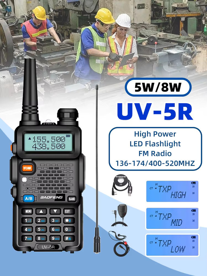 Baofeng Dual Band Walkie Talkie mit Air Band, 128 Kanäle, 1800mAh Akku, Schwarz - Bild 6