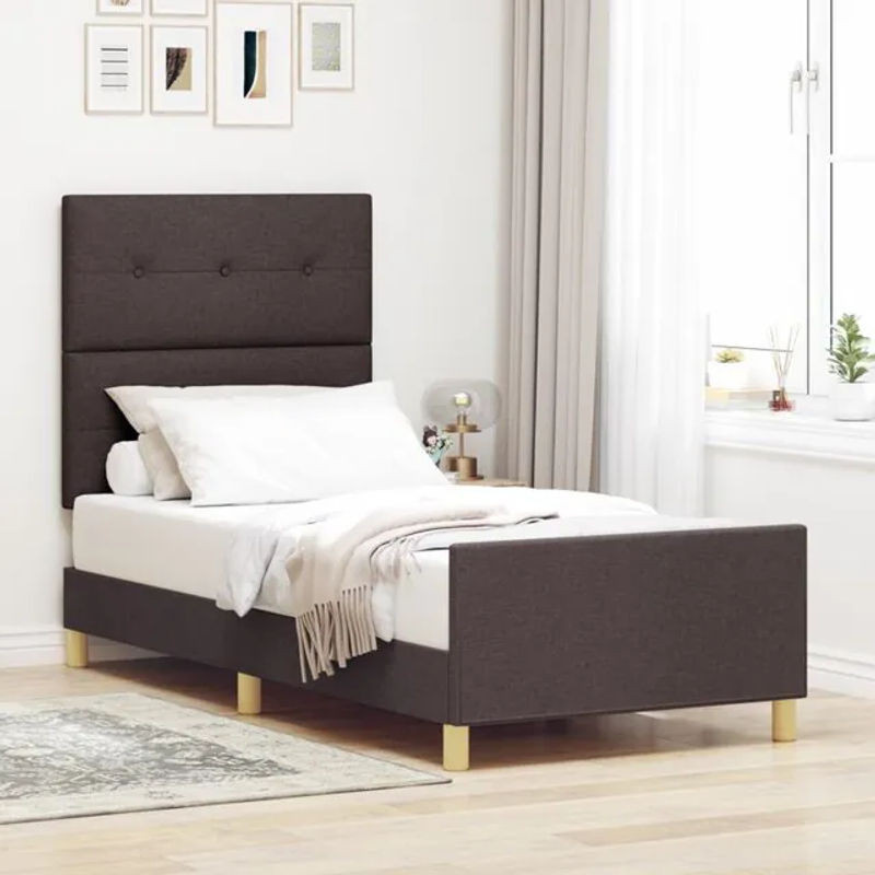 Polsterbett vidaXL mit Kopfteil in Braun, Stoff, B/T/H: 80 x 200 cm - Bild 1