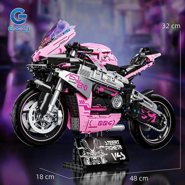 Technischer Super Speed Rosa Motorrad, Bausteine, 1.543 Teile, ab 14 Jahren - Bild 1