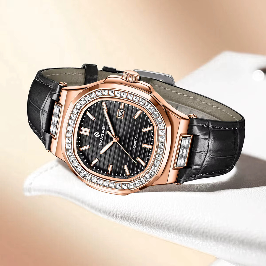 LIGE Armbanduhr, Chronograph, Quarz, Roségold, Blau, Diamant, Damen - Bild 4