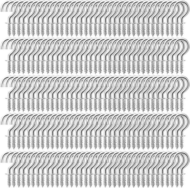 Multifunktionale Schraubhaken aus Stahl als robuste Wandhalterung für Hängepflanzen, 100 Stück, Farbe: Silber - Bild 1