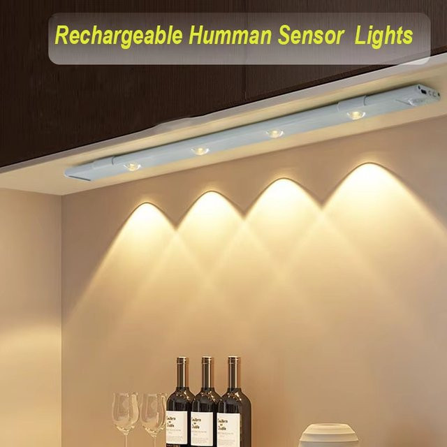 GGBEE LED Unterbauleuchte mit Bewegungssensor, USB aufladbare Lichtleiste für Küche, Schlafzimmer und Kleiderschrank - Bild 1