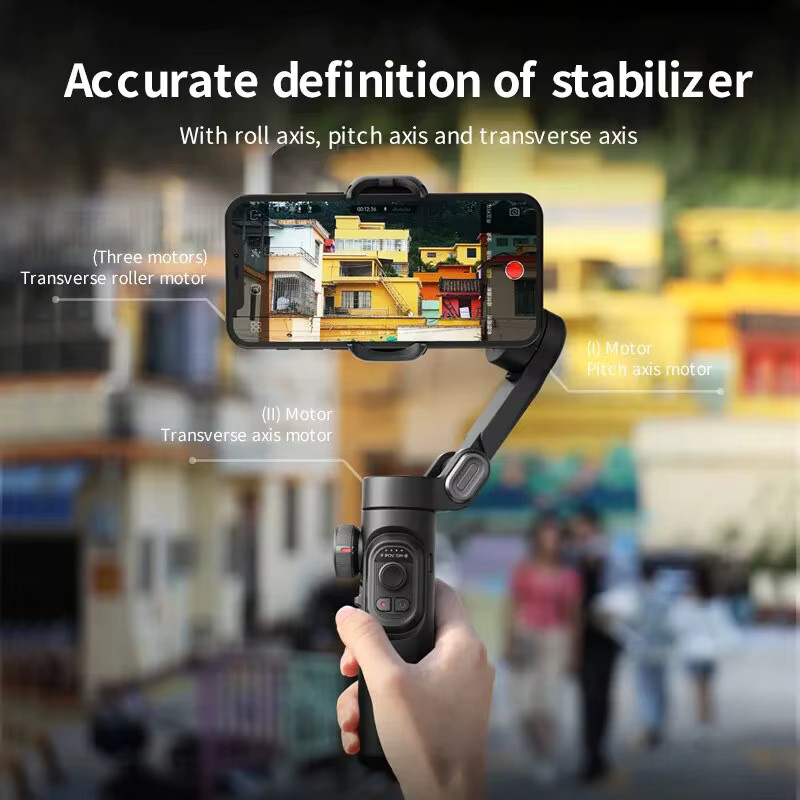 AOCHUAN SmartXE 3-Achsen Handheld Gimbal Stabilisator für Smartphone in Schwarz mit KI-Gesichtsverfolgung für iPhone und Android, ideal für TikTok und Vlogs - Bild 2