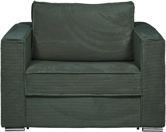 Vente-unique Schlafsessel Loreto Relaxsessel in Tannengrün mit Armlehnen - Bild 1