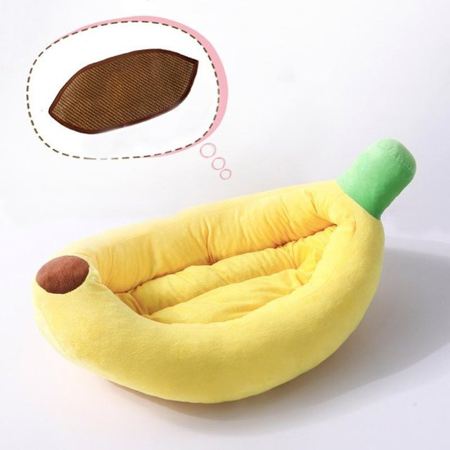 Waschbare Hundehütte und Katzenhütte im Bananen-Design von Pet Products My, Farbe Gelb, B/T/H: 70 x 40 x 15 cm - Bild 1