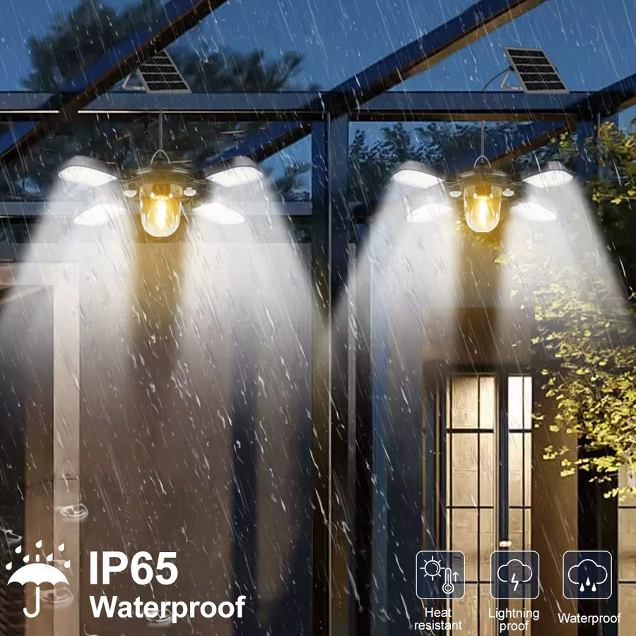 Solar-LED-Pendelleuchte in Schwarz mit Bewegungssensor, Fernbedienung und 5 Beleuchtungsmodi, IP65 wasserdicht für Innen und Außen - Bild 3