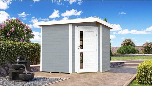 WEKA Gartenhaus 229 aus Holz mit Flachdach in Grau, B/T: 270 x 270 cm - Bild 1