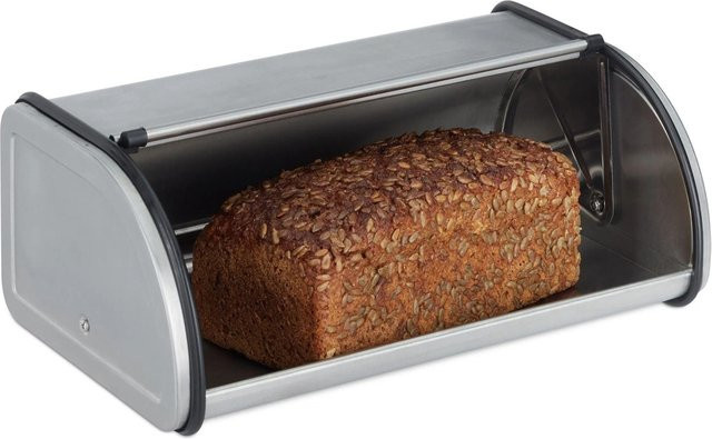 Relaxdays Brotkasten aus Edelstahl in Silber, B/T/H: 33,5 x 13,5 x 20,5 cm - Bild 1