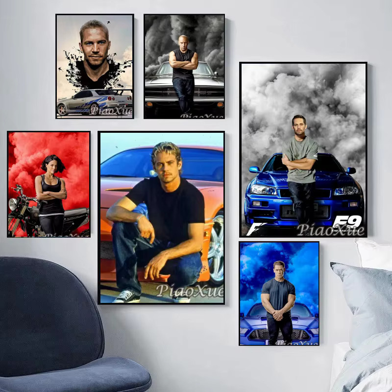 YUTTEE Diamant-Malerei Fast And Furious Motiv mit Paul Walker und Auto als Mosaik-Strass-Kreuzstich-Set in Multicolour zur Wanddekoration - Bild 2