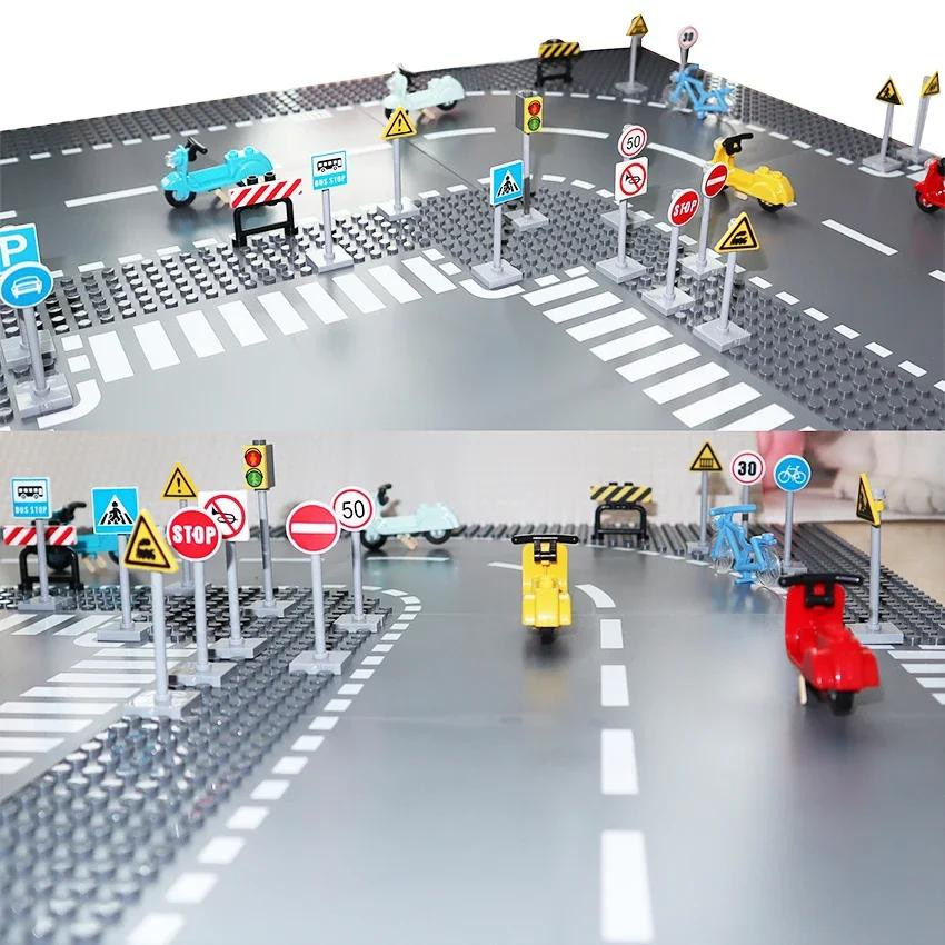 Yiran toy MOC Stadtverkehr Straßenschilder Ampel Bausteine Zubehör - Bild 2