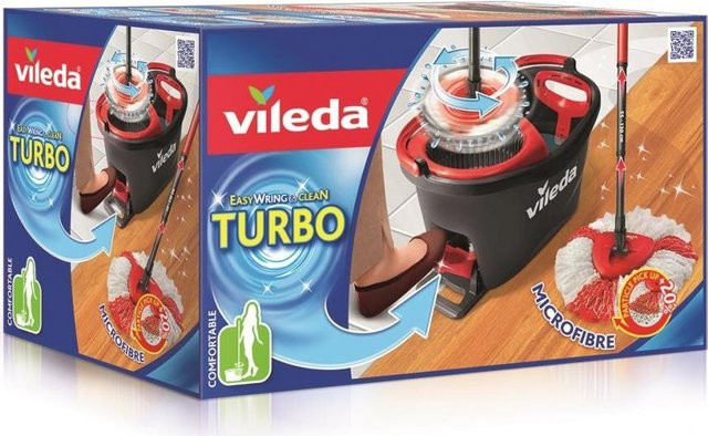 Vileda Turbo EasyWring & Clean Wischmop Komplettset in Grau, Rot und Schwarz - Bild 5