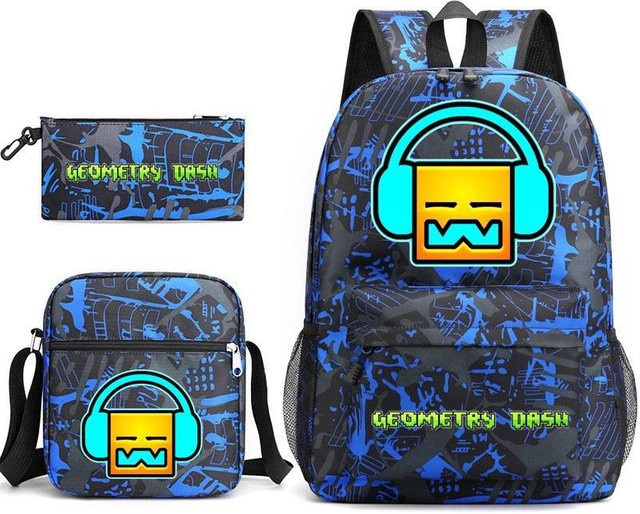3-teiliges Schulrucksack-Set in Blau aus Oxford-Stoff mit Schultasche und Federmäppchen - Bild 1