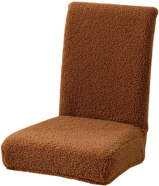 Ärmelloser Plüsch Stuhlsitzbezug aus Fleece in Kaffeebraun, rutschfest und elastisch für Esszimmerstühle - Bild 1