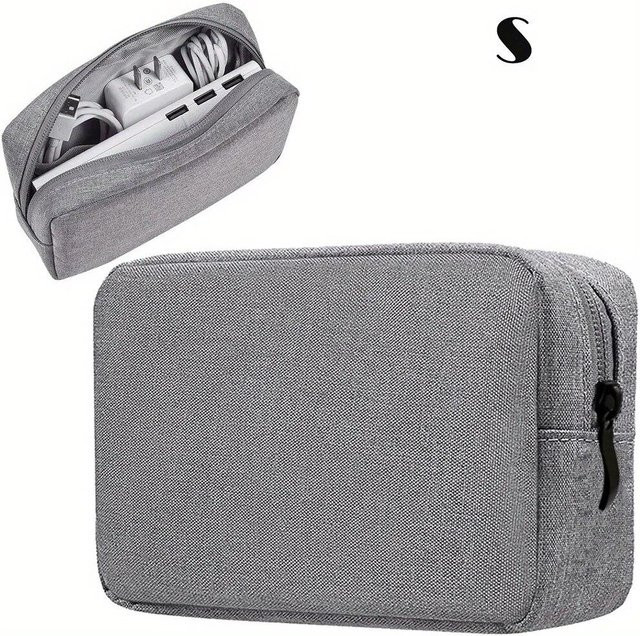 JBAILI Aufbewahrungstasche für Kabel und Elektronik, Organizer für Powerbank und SD-Karten, Grau - Bild 1