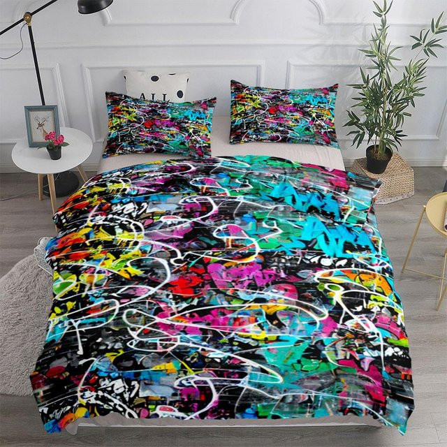 Bettwäsche Set New York Graffiti Kunst von Binchi Outdoor Product, Mehrfarbig, B/H: 135 x 200 cm - Bild 1