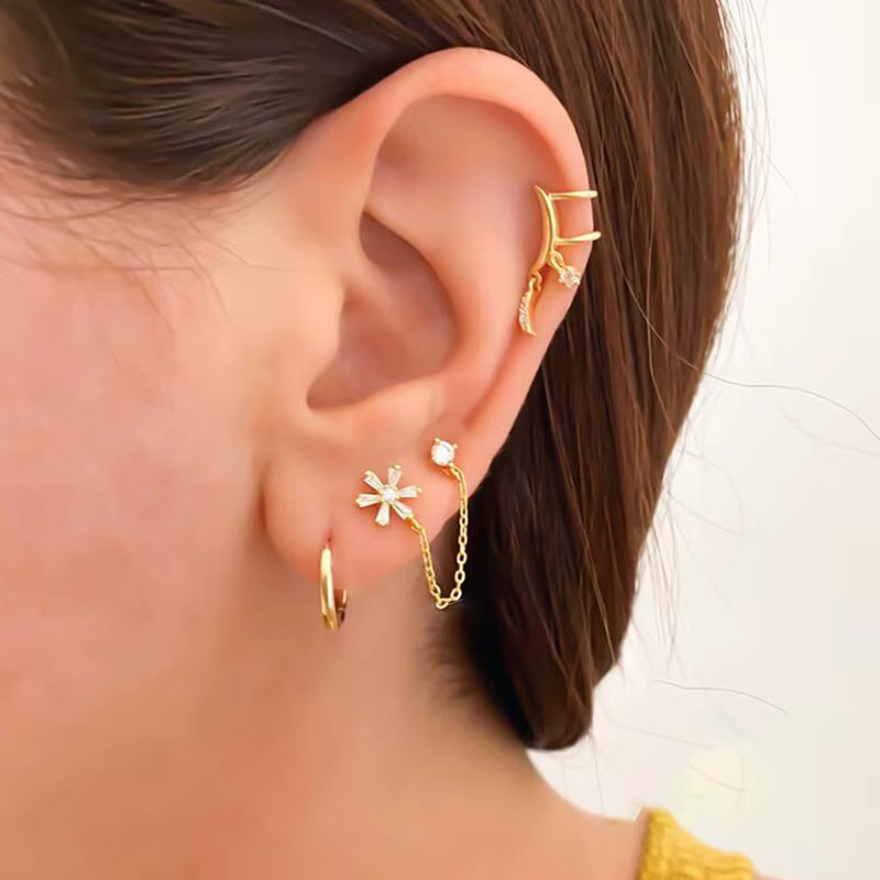 Yuedane Creolen Edelstahl, Kristall, Zirkonia, Gold, Unisex - Bild 1