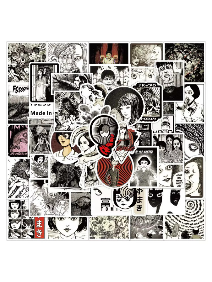 50 Stück Junji Ito Horror Manga Aufkleber-Set mit Tomie und Uzumaki Charakter-Stickern in Gold und Multicolour - Bild 6