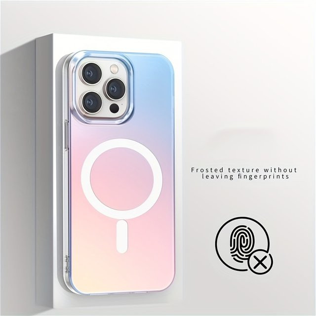 NMEGOU Magnetische Schutzhülle mit mattem Laser-Farbverlauf für iPhone 12 bis iPhone 17 Pro Max Plus Air, Transparent/Mehrfarbig - Bild 1