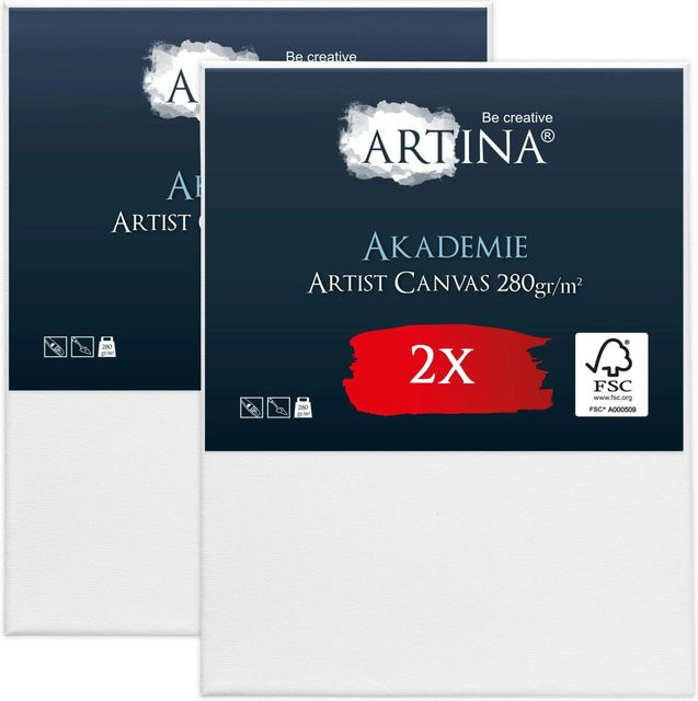 Artina Keilrahmen Leinwand Akademie 2er Set, Farbe: Weiß, B x H: 80 x 100 cm - Bild 1