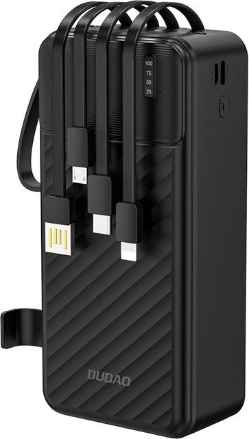 Dudao K11 Max Powerbank mit 30000mAh und integrierten Kabeln für USB-A, USB-C, Lightning und Micro-USB in Schwarz - Bild 1
