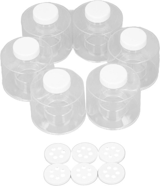 TOMTOP JMS Stapelbare Gewürzbehälter Set aus Kunststoff, 6 Stück, Transparent/Weiß - Bild 1