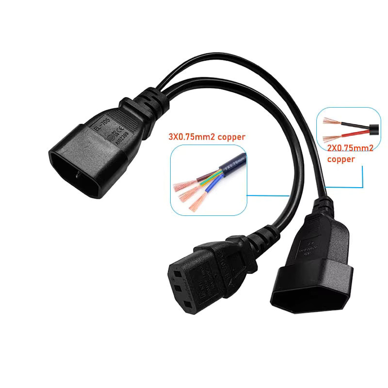 AC Power Splitter Kabel IEC320 C14 auf 2x C13 Y-Netzkabel in Schwarz - Bild 2