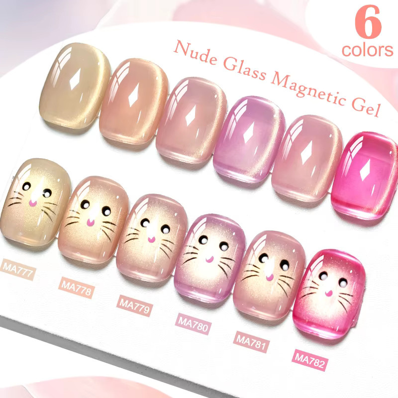 MEET ACROSS Pink Glass Light Magnetic Cat Gel Nagellack, 7 ml, Schimmernd - Bild 3