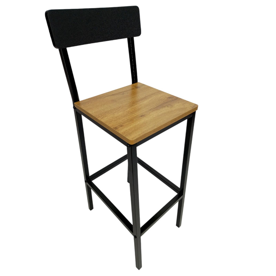 Begryf Barhocker Set aus 2 Stück in Schwarz im industriellen Stil aus Erle und Metall, H x B x T: 90 x 30 x 40 cm - Bild 4