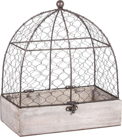 Deko-Voliere Shabby im Stil von Rayher in Grau und Antik-Braun aus Holz und Metall