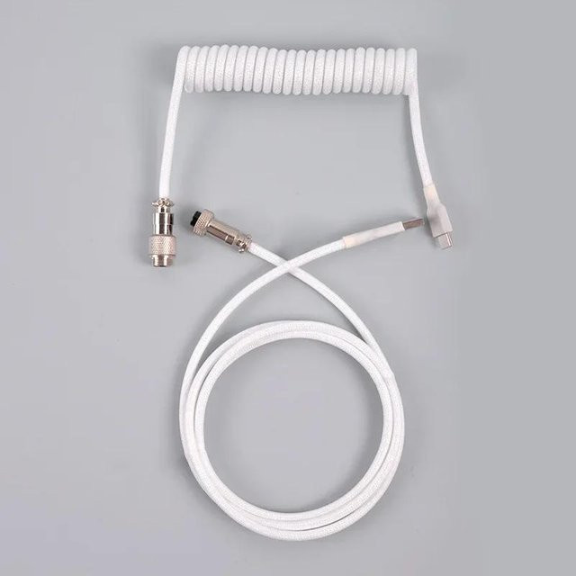 BC Electrical Appliances Aviator-Spiralkabel für mechanische Gaming-Tastaturen mit USB-C Anschluss, Weiß, 3 m - Bild 1