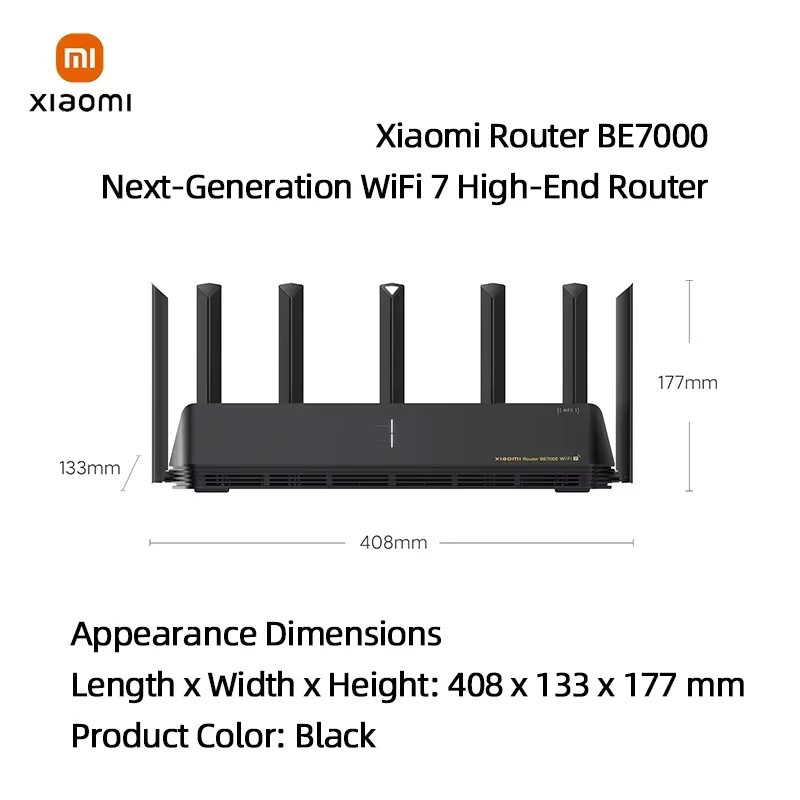 Xiaomi Mi Router BE7000 WiFi 7 Tri-Band WLAN-Router in Schwarz mit 4 x 2.5G Ethernet-Anschlüssen und USB 3.0 - Bild 2