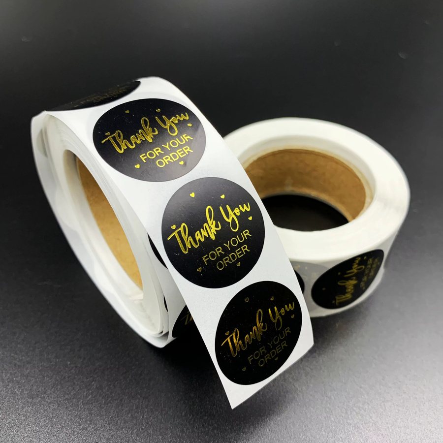 500 Stück goldene Dankeschön-Etiketten als Aufkleber für kleine Unternehmen, Hochzeiten, Partys und Geschenke Verpackungen in Gold und Schwarz - Bild 2