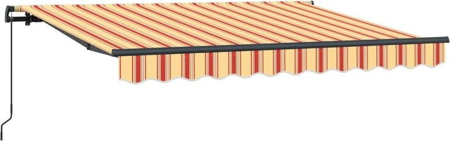 vidaXL Einziehbare Markise aus Stoff und Aluminium, Gelb-Orange gestreift, B: 250 cm, T: 200 cm - Bild 1