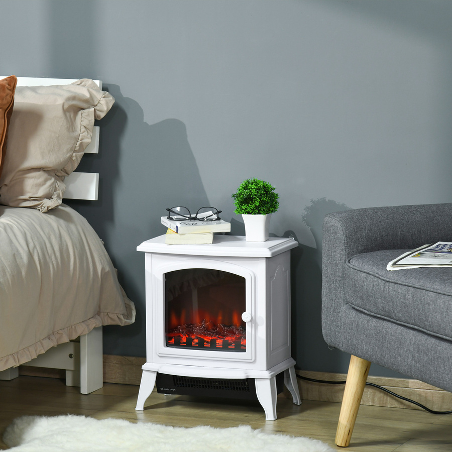 HOMCOM Elektrokamin mit Heizung und LED Flammeneffekt in Weiß - Bild 2