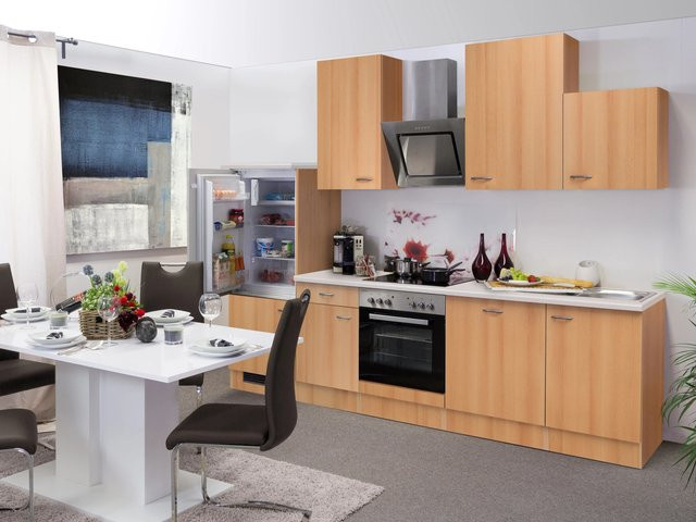 Flex-Well Classic Küchenzeile Nano in Buche Nachbildung, Farbe Braun, Breite: 280 cm - Bild 1