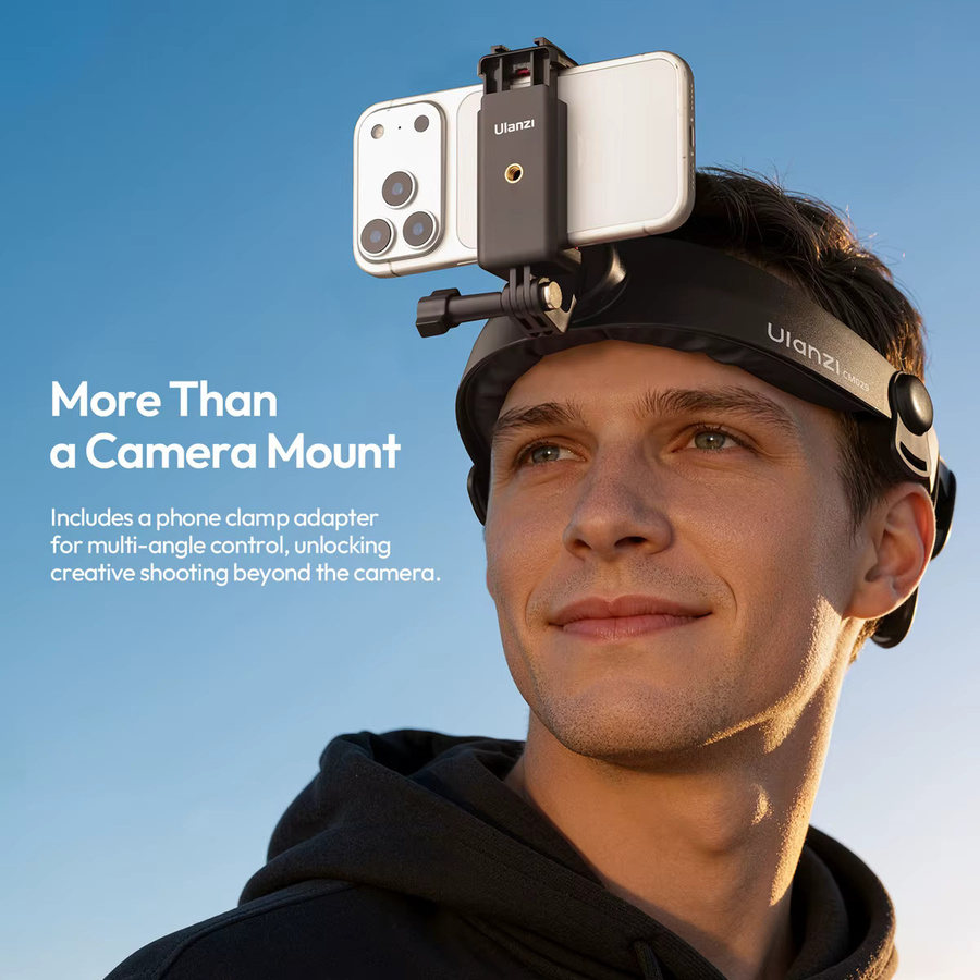 Ulanzi CM029 Kopfhalterung und Kopfbandhalterung Kit in Schwarz für GoPro Hero, AKASO, SJCAM, DJI Action-Kameras und iPhone - Bild 3