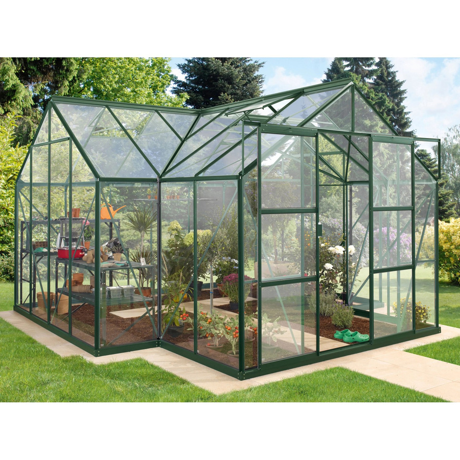 Vitavia Gewächshaus Sirius in Smaragdgrün mit 13 m² Fläche und 3 mm ESG-Glas inklusive Fundament - Bild 4