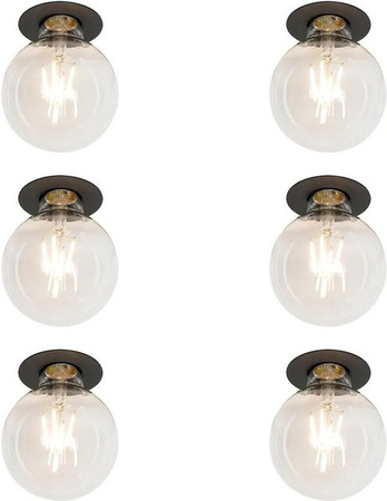 QAZQA Insight 6er Set Moderne Einbaustrahler mit Glaskugel in Schwarz