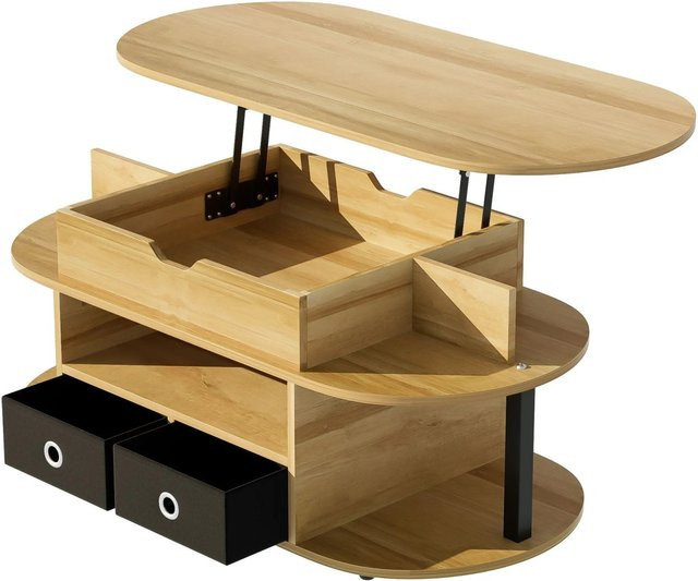Couchtisch PXloue mit Hebefunktion und Stauraum in Schwarz oder Braun, B/T/H: 105 x 50 x 45 cm - Bild 1