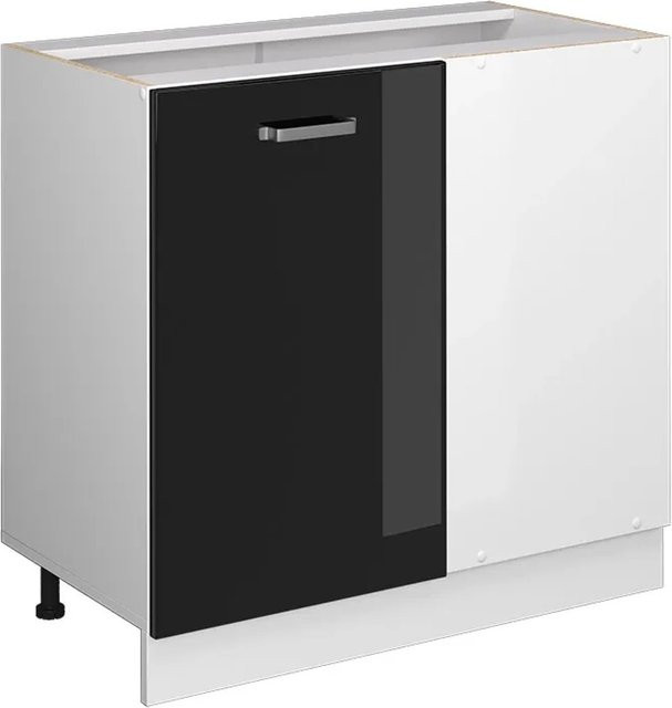 Vicco Eckunterschrank R-Line Küchenschrank in Weiß und Schwarz Hochglanz - Bild 2