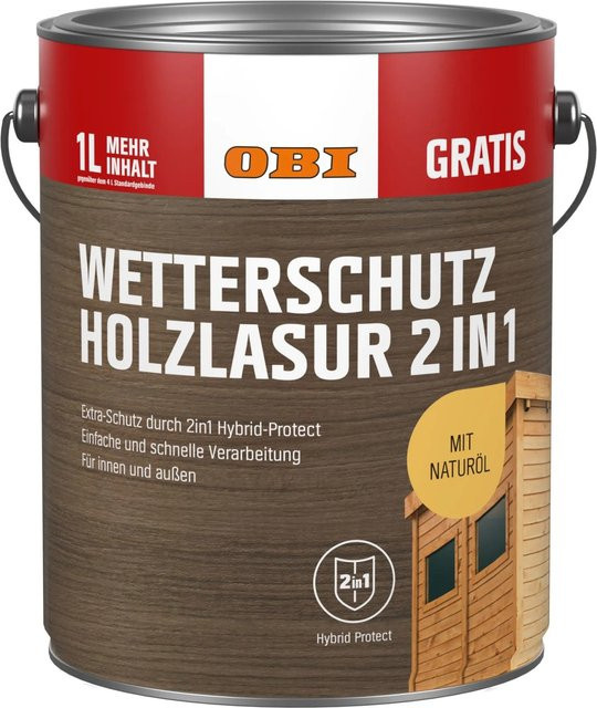 OBI Wetterschutz-Holzlasur 2 in 1 Farblos wasserbasiert - Bild 1