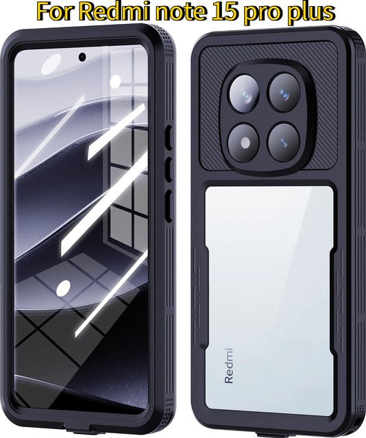 Xiaomi Panzer-Hülle für Redmi Note 15 Pro Plus, 14 Pro, 13 Pro in Schwarz: Wasserdichte und stoßfeste 360 Grad Vollschutz Handyhülle - Bild 1