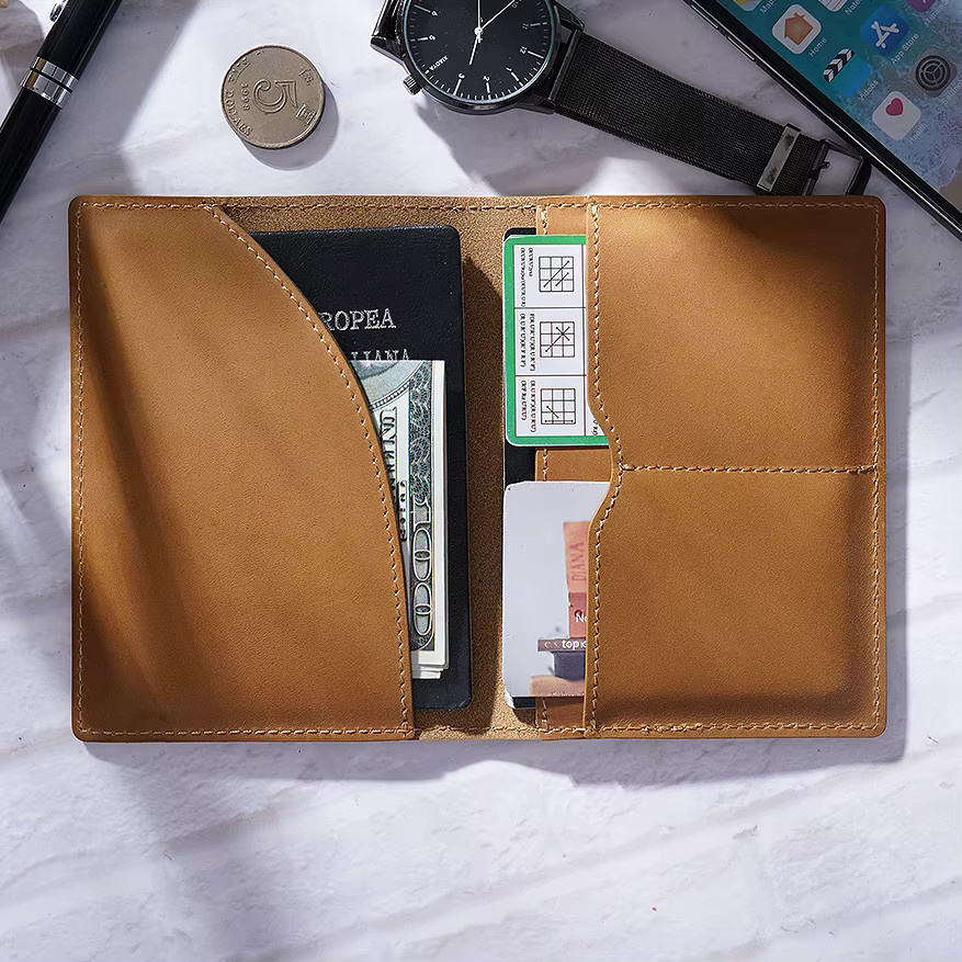 Fromthenon Vintage Leder Reisepass Schutzhülle und Notebook Abdeckung für Reisedokumente in Blau und Braun - Bild 3