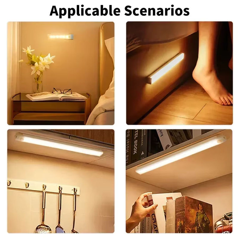 ATcomm Drahtlose LED Schrankleuchte mit Bewegungssensor, USB aufladbares Nachtlicht in Weiß mit warmweißem Licht und magnetischer Befestigung - Bild 5