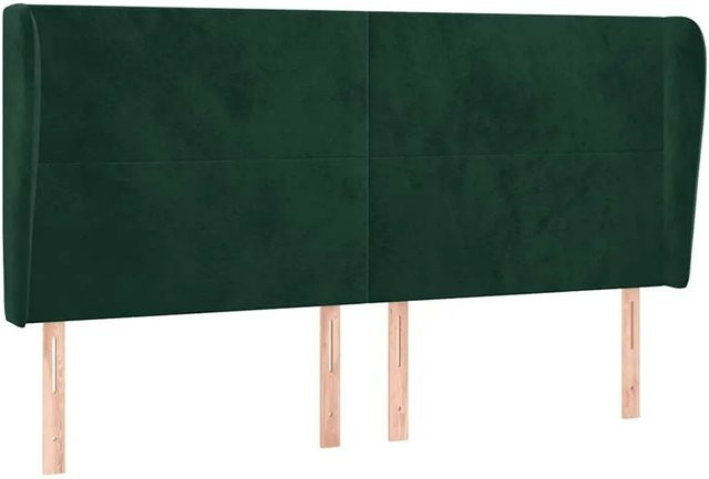 vidaXL Kopfteil mit Ohren in Dunkelgrün aus Samt, B/T/H: 183 x 23 x 118/128 cm - Bild 1