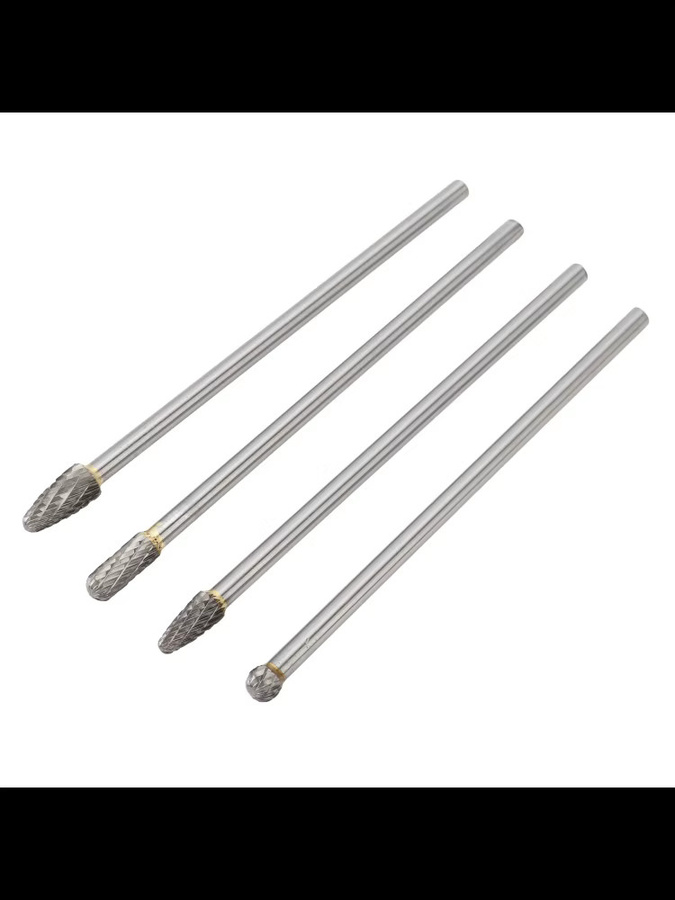 Aramox 4-teiliges Wolframstahl-Hartmetall-Frässtift-Set in Silber für Drehwerkzeuge - Bild 2