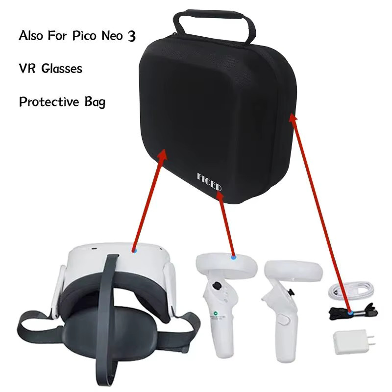 FICEP Tragetasche aus hartem EVA für Oculus Quest 2, Meta Quest 3 und Pico 4 in Grau oder Schwarz - Bild 2