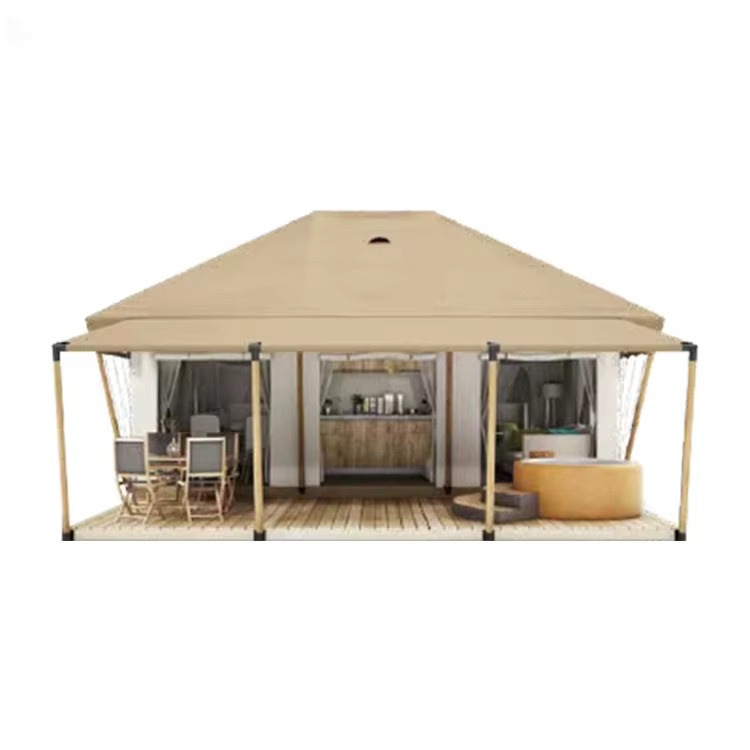 Luxus Safari Glamping Zelt mit Badezimmer für Outdoor Resort und Camping, Farbe: Beige, B/T/H: 8 x 6 m - Bild 1