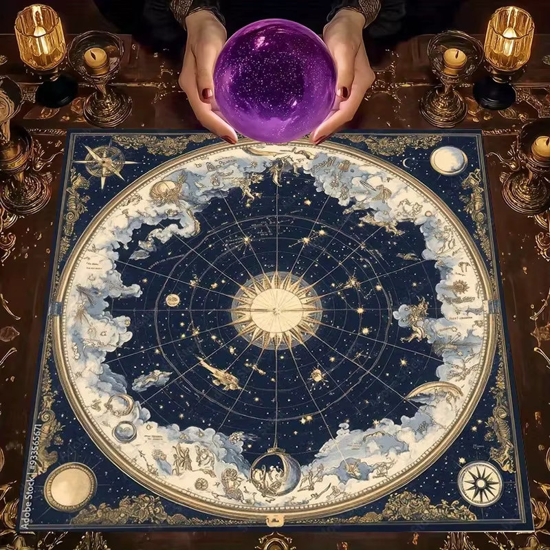 VIKAMA Retro Sternenkarte Tischdecke in Blau für Tarot und Astrologie-Zeremonien - Bild 3